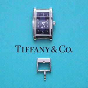 Tiffany & Co. Blue Dial Diamond Bezel Rectangular Quartz Movement w Buckle